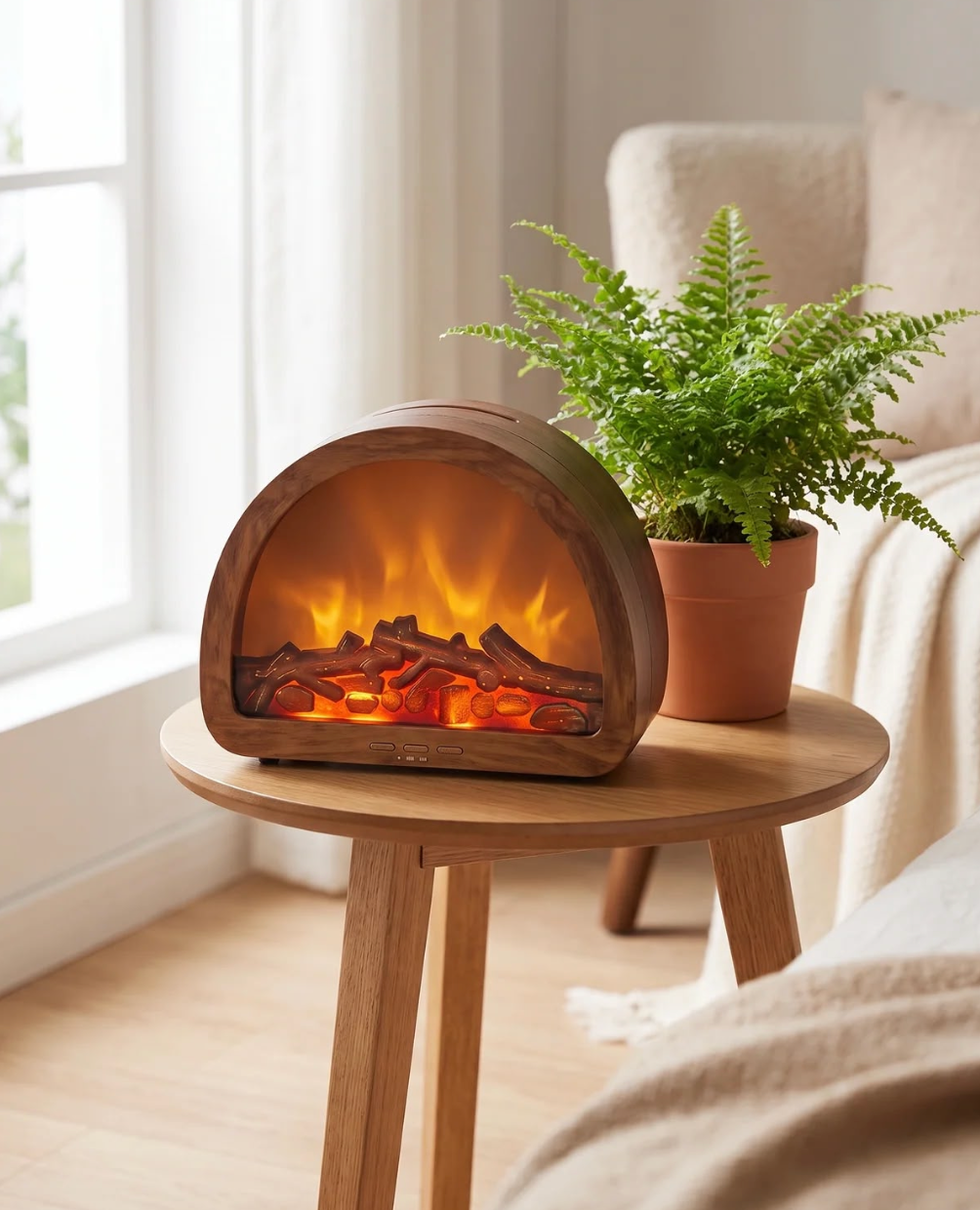 Humidificador Chimenea con Efecto de Llama Real