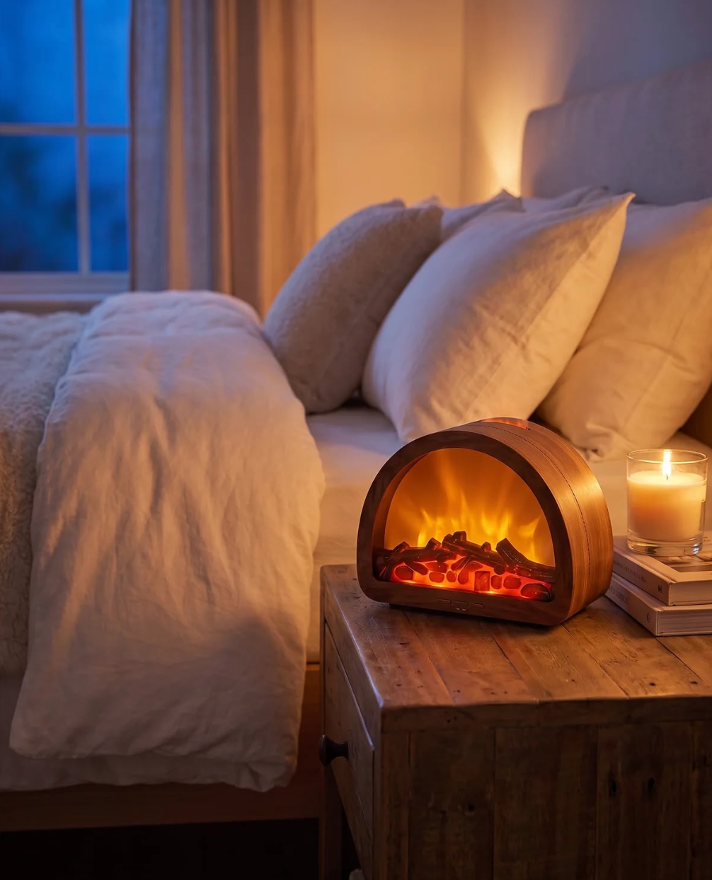 Humidificador Chimenea con Efecto de Llama Real